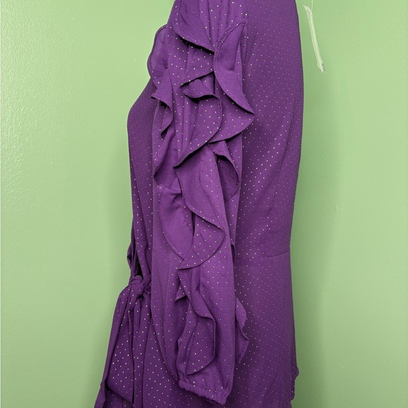 NWT New York & Company Purple Ruffle Sleeve Blouse large - Picture 3 of 12